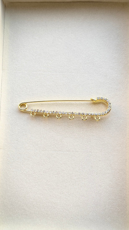 6 charms Pin-Gold Crystal